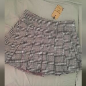 Plaid Gray Skirt with Shorts Inside